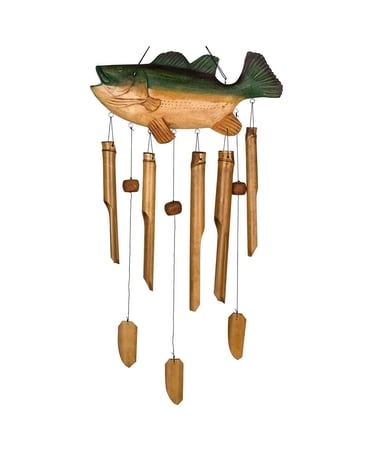 Bass Fish Wooden Windchime Flower Arrangement