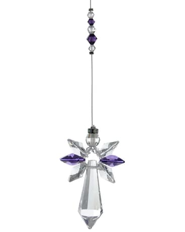 Crystal Guardian Angel Purple Flower Arrangement