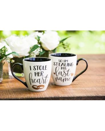 His and Her Mugs Flower Arrangement
