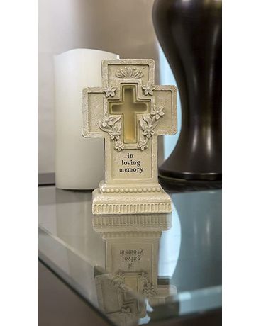 In Loving Memory Light-up Cross Flower Arrangement