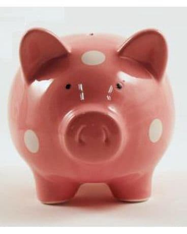 Pink Piggy Bank Flower Arrangement