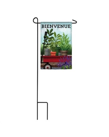 Bienvenue Garden Flag - Plants Flower Arrangement