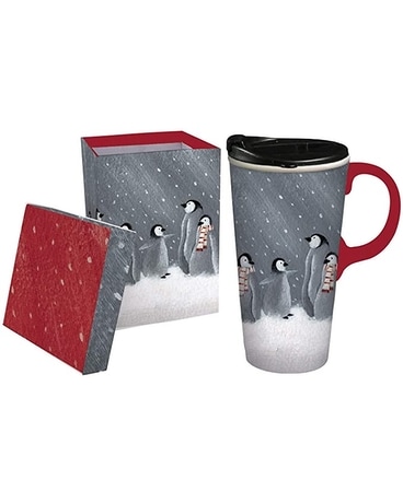 Penguin Travel Cup Flower Arrangement