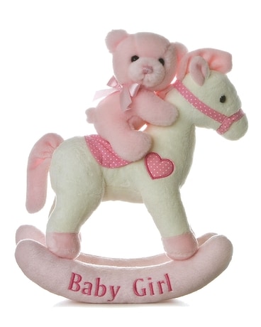 Baby Girl Rocking Horse  size,  inches height and  inches wide.