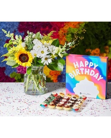 Baked by Melissa Hip Hip Hooray Birthday Bundle Flower Arrangement