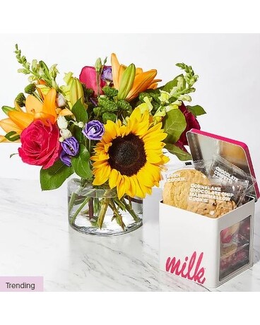 Best Day Ever Milk Bar Cookie & Flower Bundle Flower Arrangement