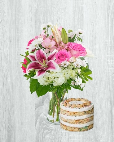 Watercolor Memory & Milk Bar Cake Flower Arrangement