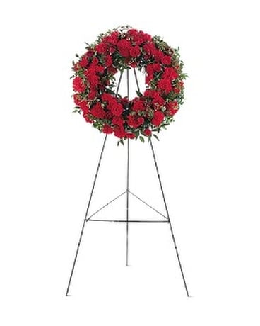 Red Regards Wreath - by Leary's Florist Flower Arrangement
