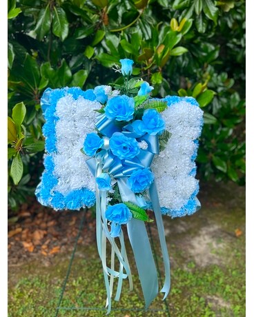 Silk Blue & White Pillow Standing Spray Gifts