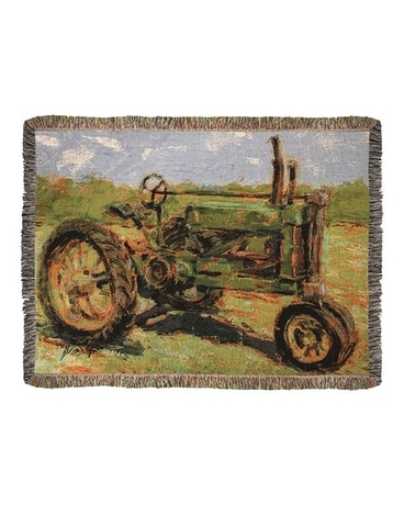 Green Tractor Tapestry Throw Gifts