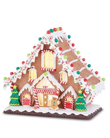 Lighted Gingerbread Lodge 11.5