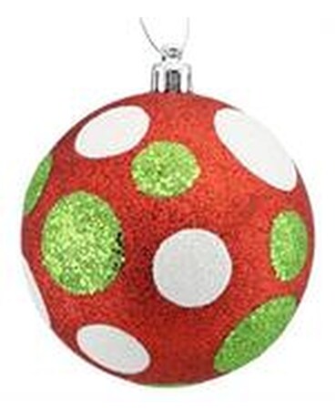 100MM ALL GLITTER POLKA DOT RED BALL Gifts