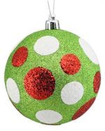 100MM ALL GLITTER POLKA DOT LIME GREEN BALL Gifts