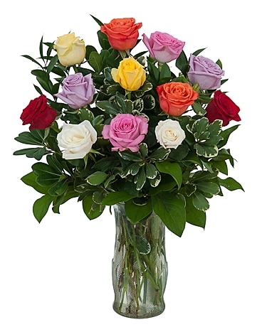 Dozen Roses Mix It Up Flower Arrangement