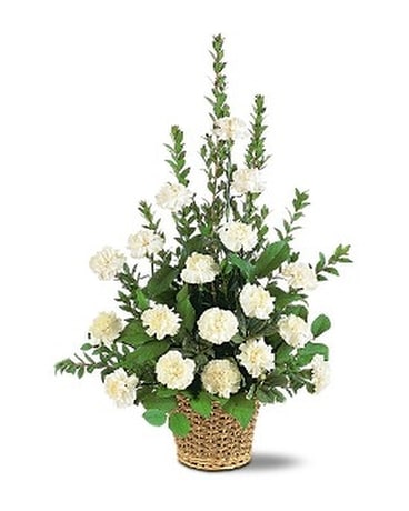 White Simplicity Basket Flower Arrangement