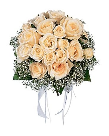 Hand-Tied White Roses Nosegay Flower Arrangement