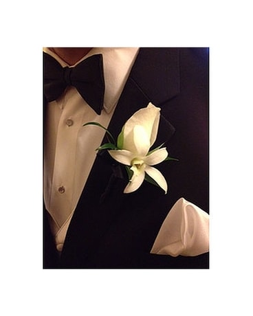 Rose and Orchid Boutonniere Boutonniere