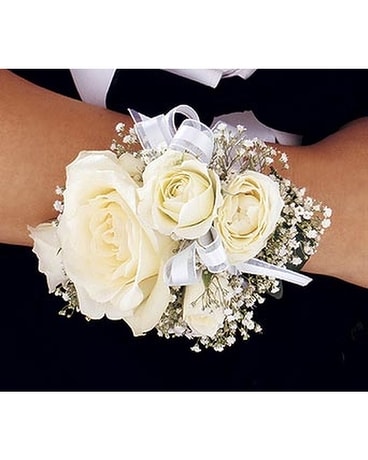 White Ice Roses Wristlet (TF161-1B) Flower Arrangement