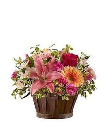 Spring Garden Basket Flower Arrangement