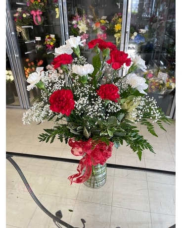 Dozen Carnations Arranged Flower Arrangement