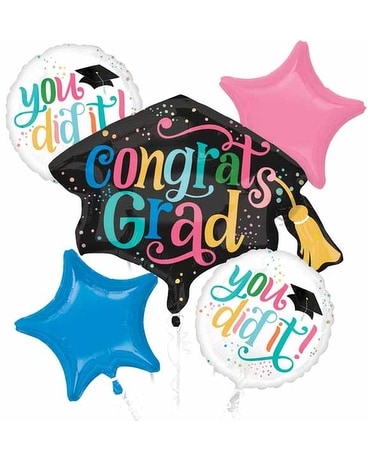 Follow Your Dream Grad 5 Pack Balloon Bouquet