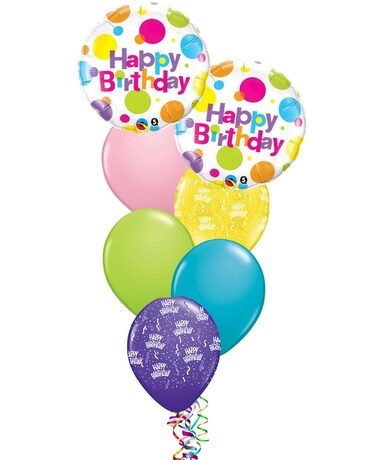 Happy Birthday Polka Dots Balloon Bouquet