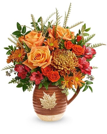 Rustic Harvest Pitcher Bouquet Flower Arrangement