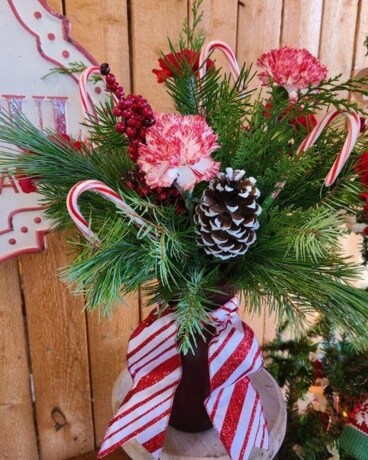 Festive Candy Canes Flower Arrangement