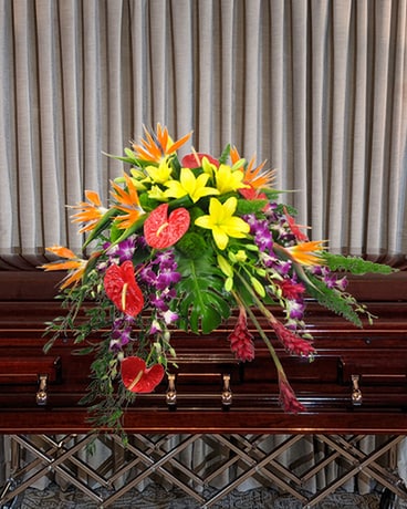 Island Sunset Casket Spray Flower Arrangement
