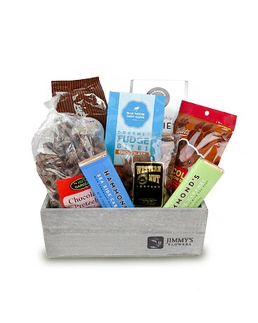 Chocolate Lover's Crate Flower Arrangement