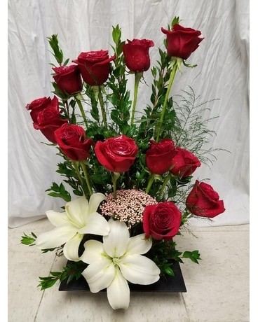 Twelve Red Steps Flower Arrangement