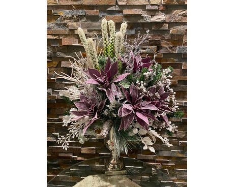 Burgundy Poinsettia Silk Flower Arrangement
