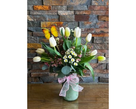 Butterflies and tulips Flower Arrangement