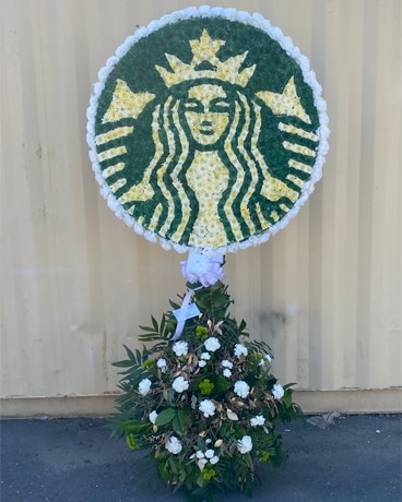 Starbuck's Logo Flower Arrangement