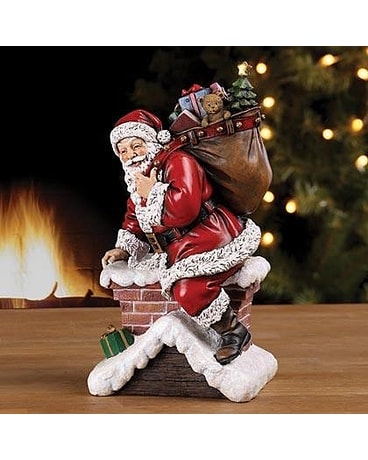 Santa in Chimney Flower Arrangement