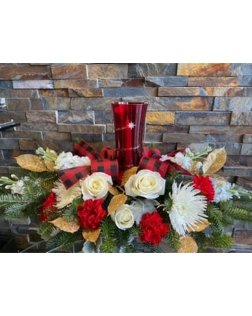 glass hurricane candle centerpiece Flower Arrangement