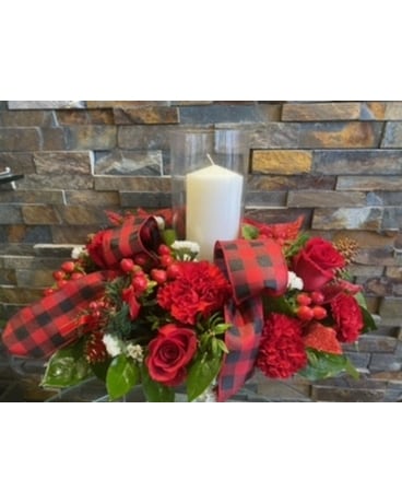 mad about  plaid oblong centerpiece Flower Arrangement