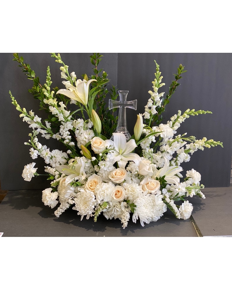cross arrangement in Staten Island NY - Eltingville Florist Inc.
