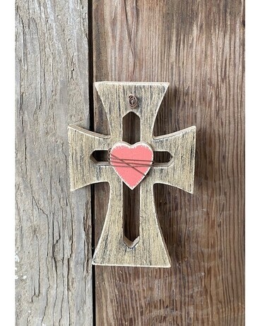 Pink Heart Cross Flower Arrangement