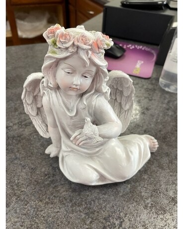 Angel with Bird Flower Arrangement