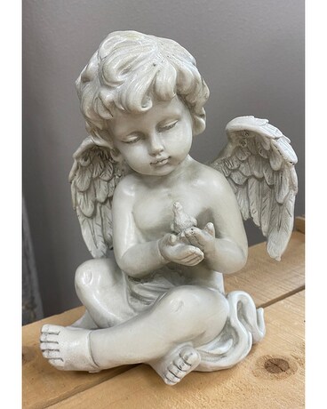 Angel With Bird Flower Arrangement