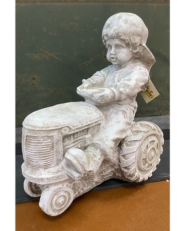 Boy Riding Tractor Flower Arrangement