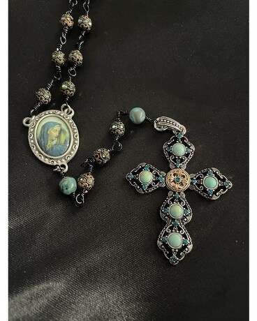 Antique Rosary Flower Arrangement