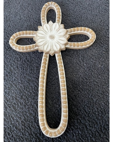Wood Floral Cross Flower Arrangement