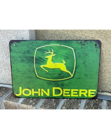 John Deere Metal Sign Flower Arrangement