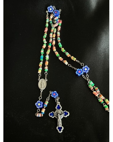 Rubber Bead Rosary Flower Arrangement
