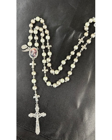 Silver & Gray Rosary Flower Arrangement