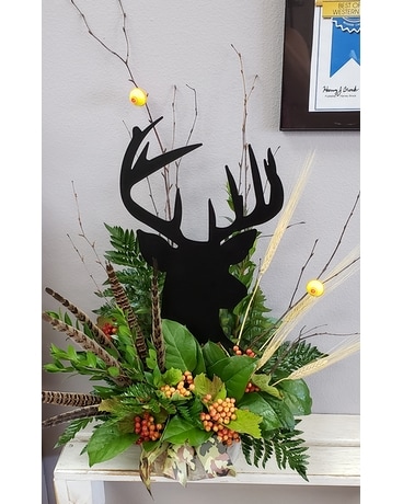 Buck Siloutte Flower Arrangement