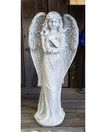 Angel with Wreath Flower Arrangement