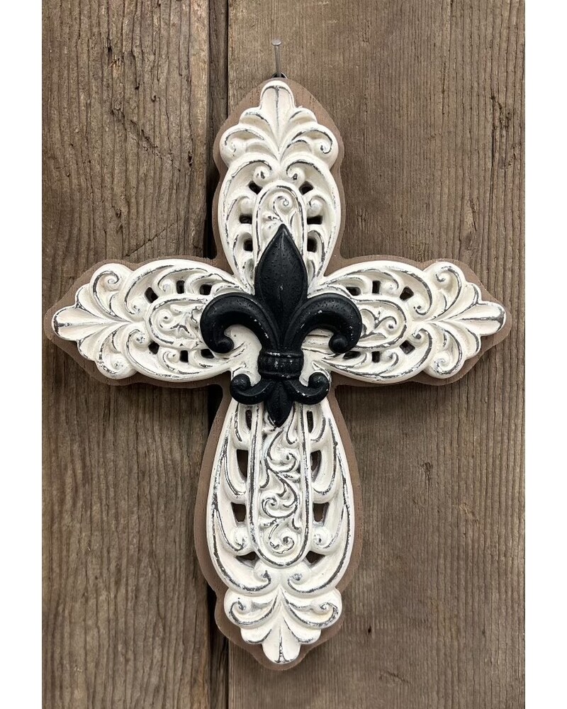 PeterStone: Fleur-de-Lis sacred cross Amazon.com: Elegant White 